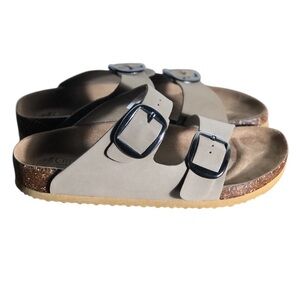 Cliffs taupe faux leather slide footbed sandals Size 10M